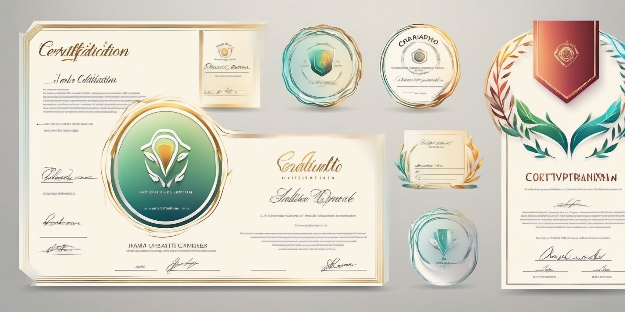 Certification in illustration style with gradients and white background