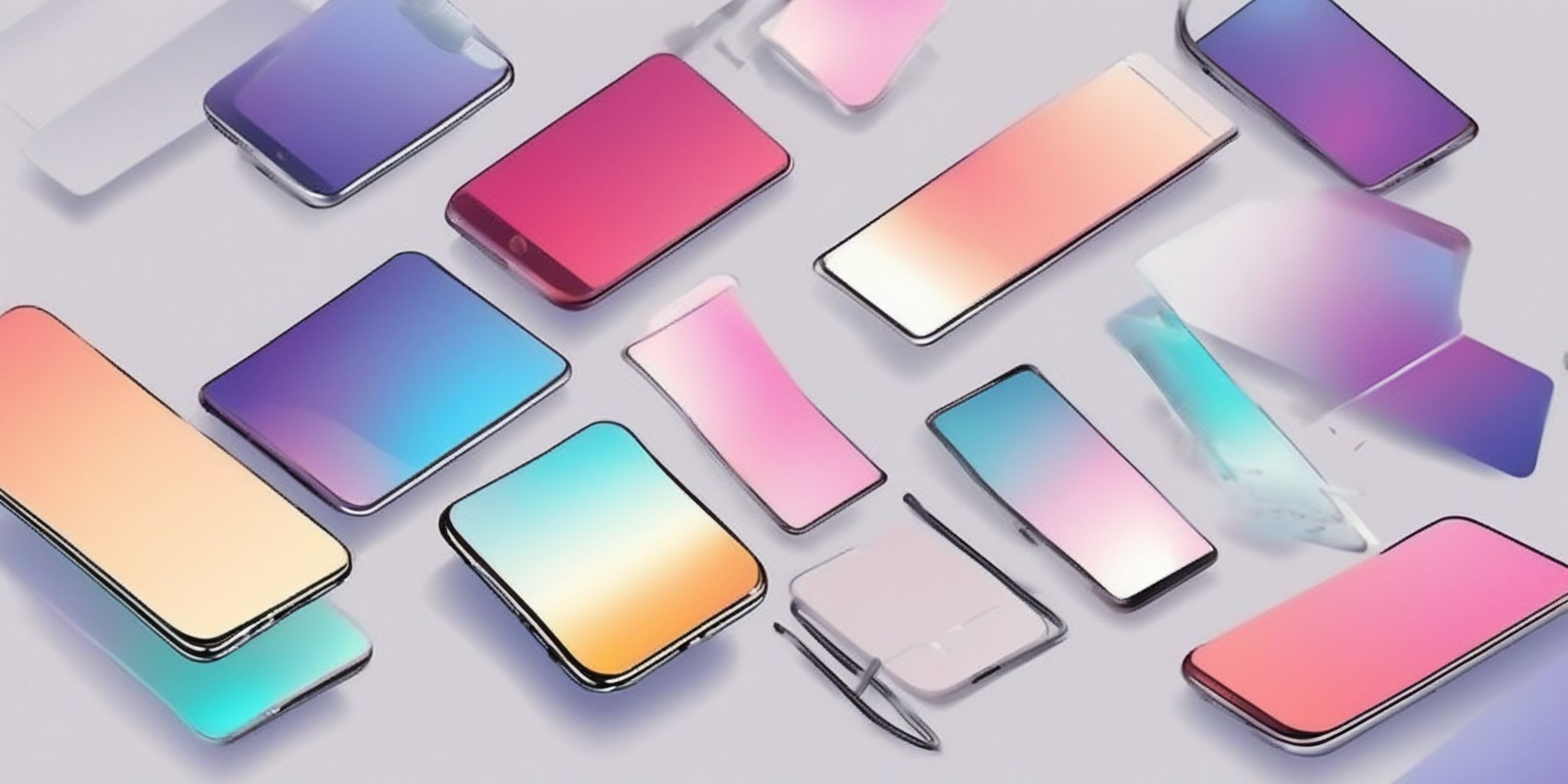 Smartphone in illustration style with gradients and white background