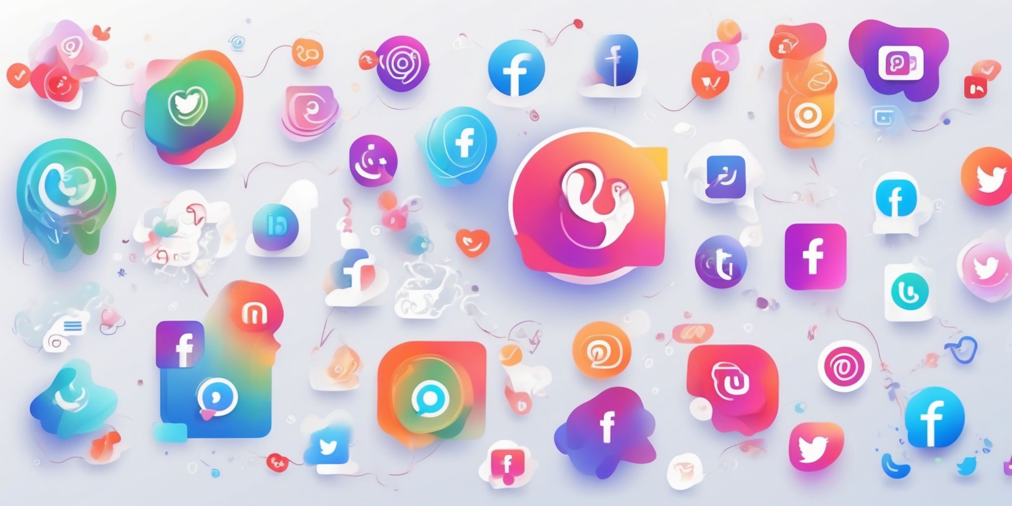 social media in illustration style with gradients and white background