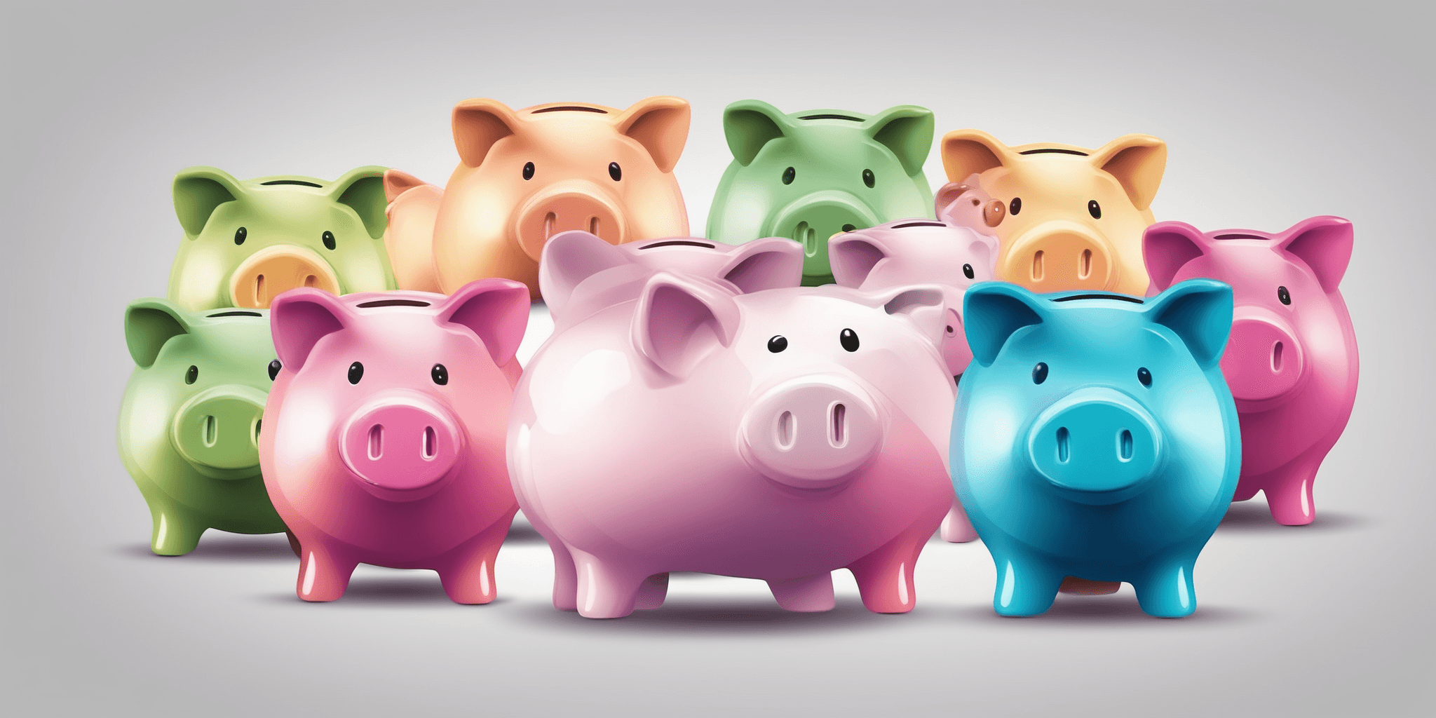 Piggy bank in illustration style with gradients and white background