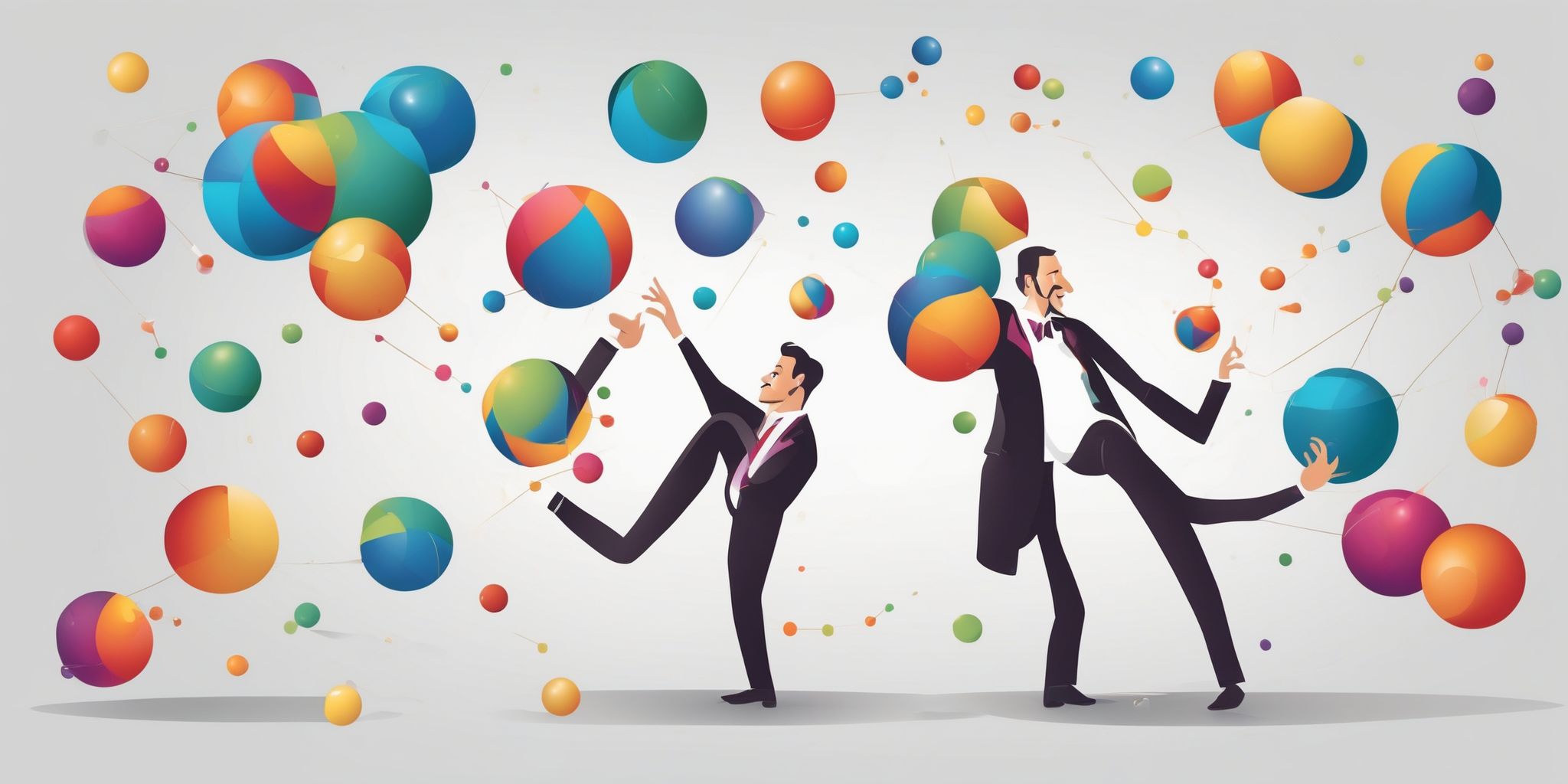 Marketing: Juggler in illustration style with gradients and white background