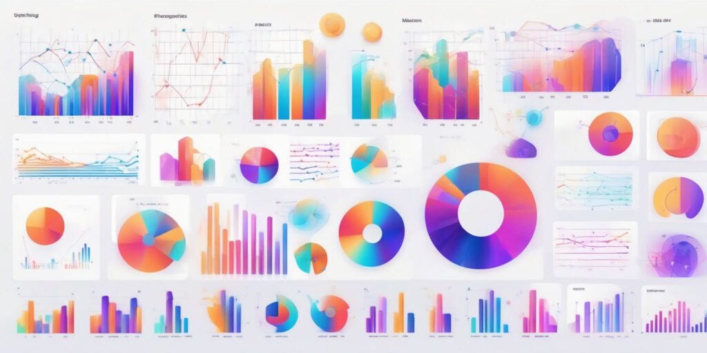 Data in illustration style with gradients and white background