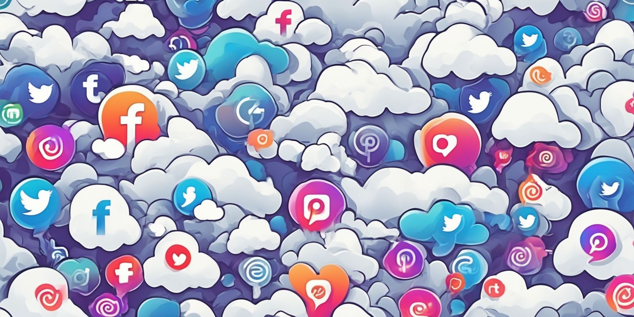 Social media storm in illustration style with gradients and white background