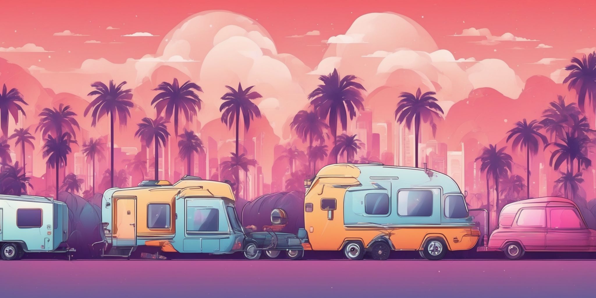 movie trailers in illustration style with gradients and white background