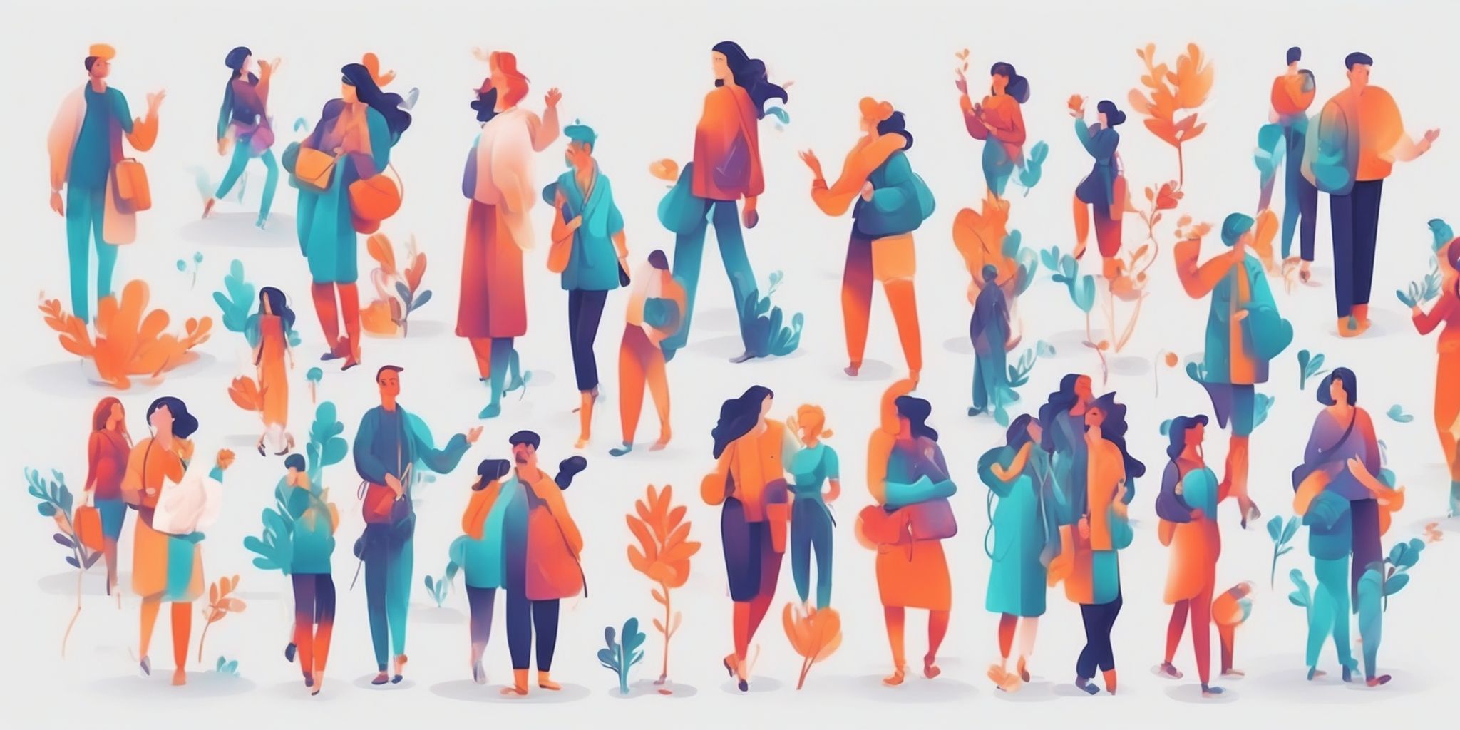Followers in illustration style with gradients and white background