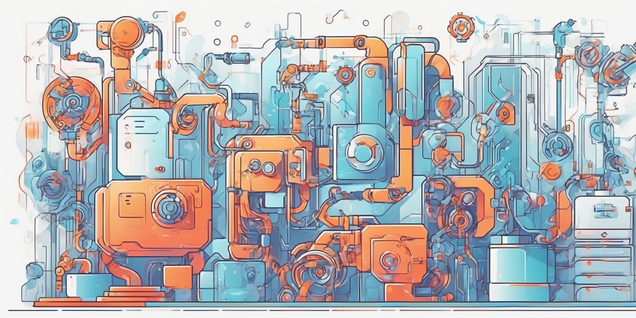 Efficiency automation in illustration style with gradients and white background