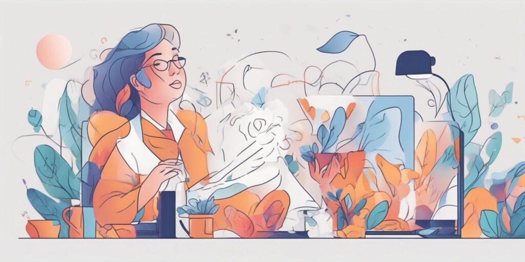 Content in illustration style with gradients and white background