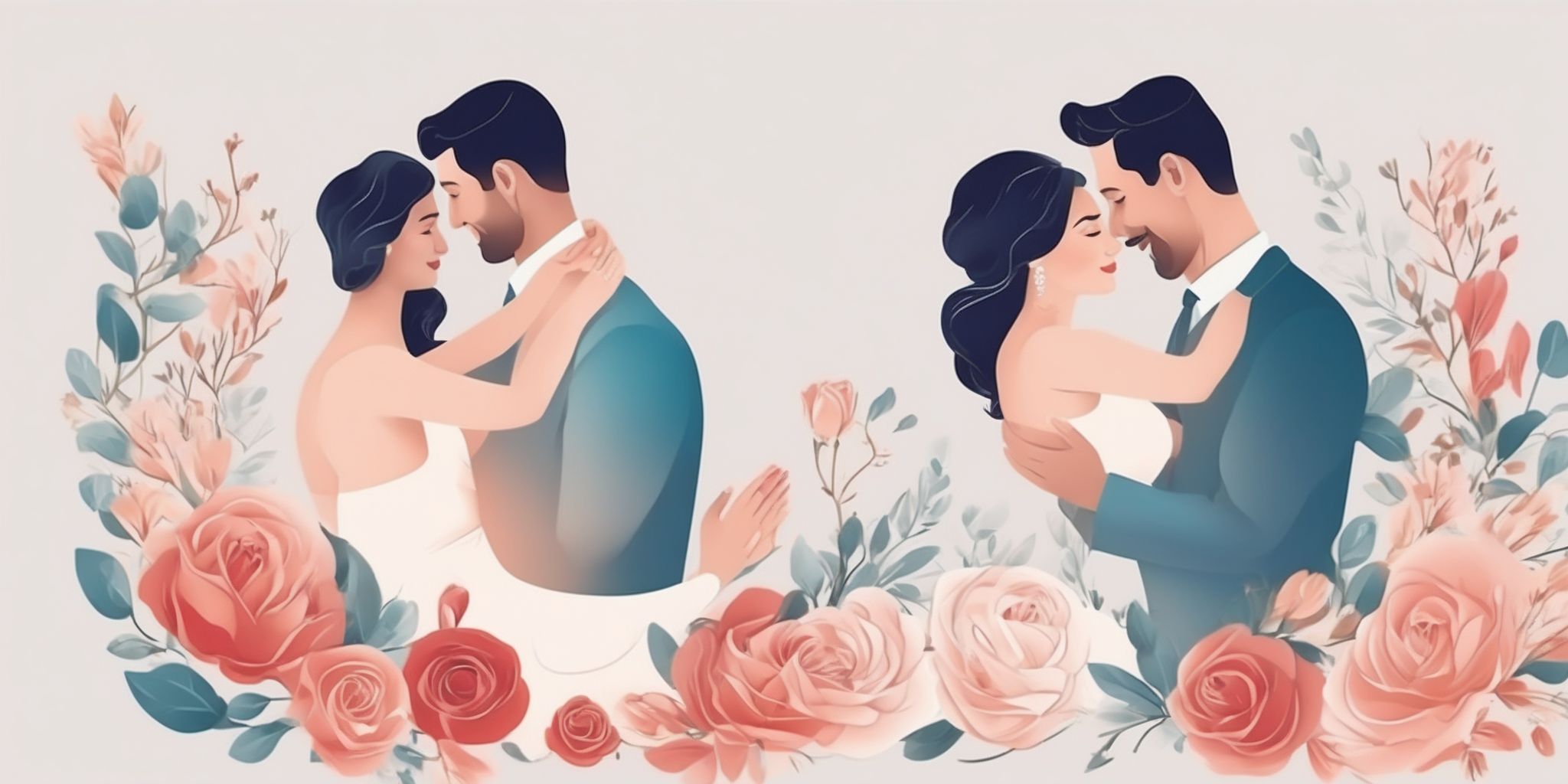 Engagement in illustration style with gradients and white background