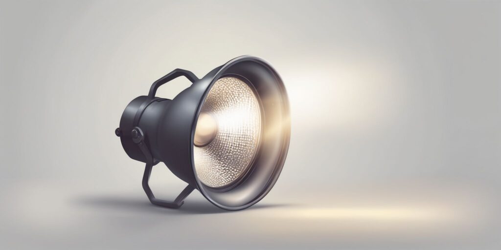 spotlight in illustration style with gradients and white background