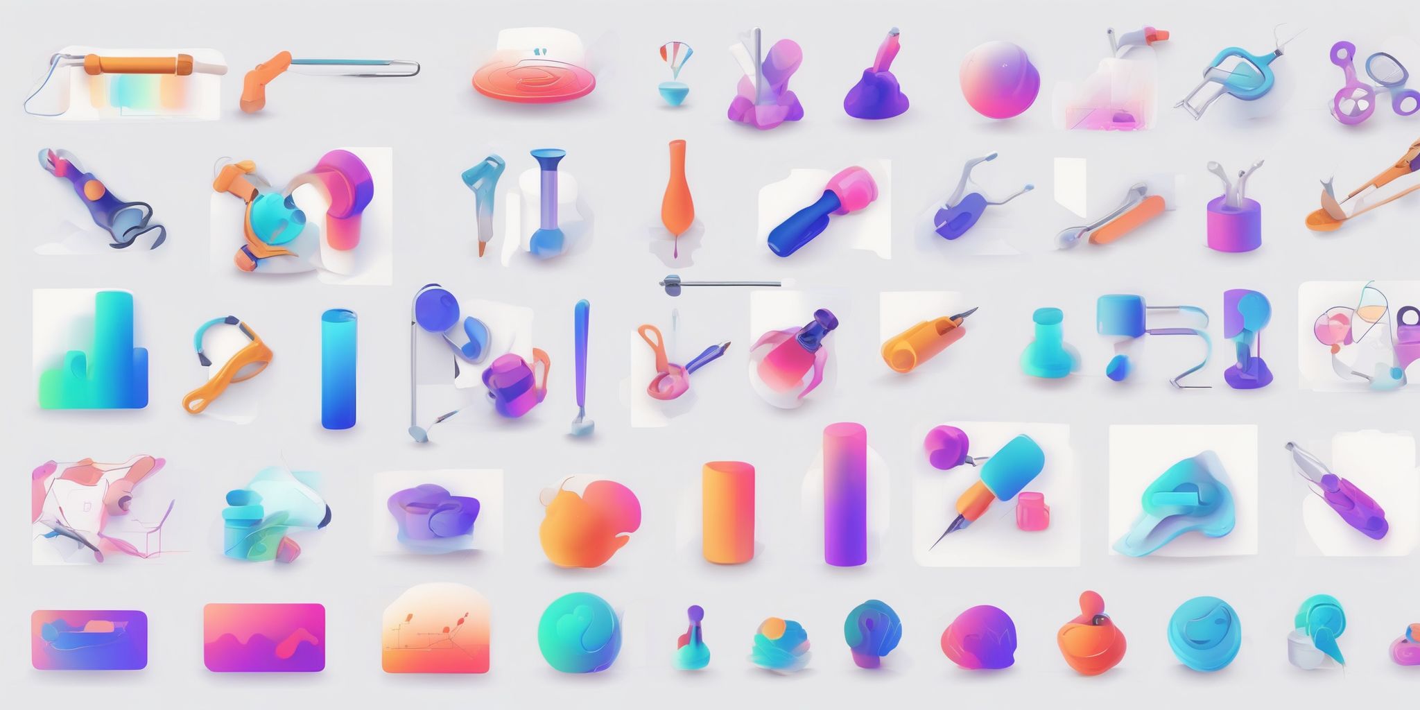 Interactive tools in illustration style with gradients and white background
