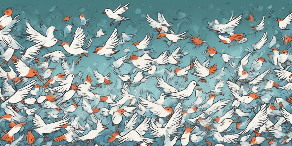Tweet storm in illustration style with gradients and white background
