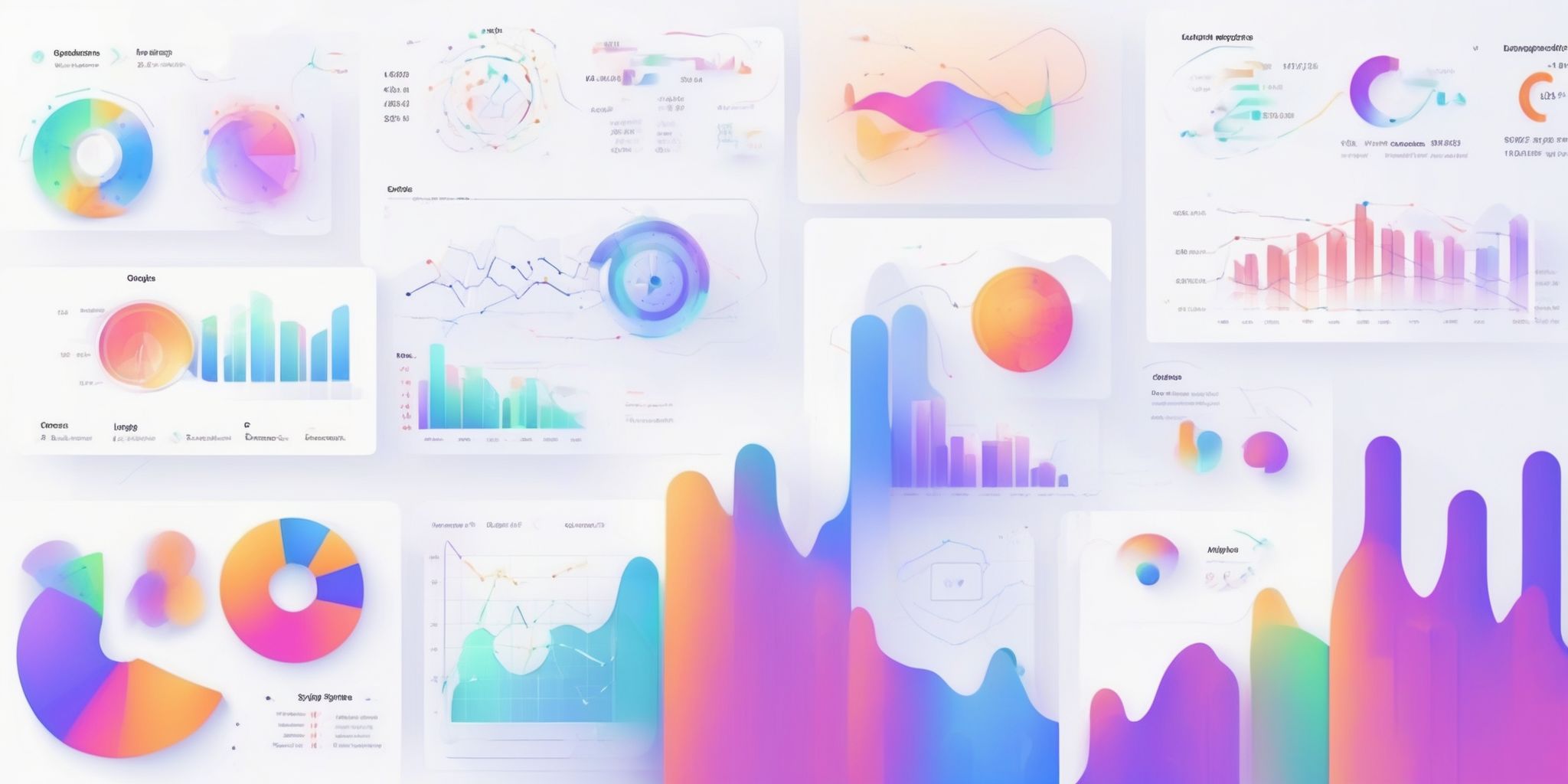 Analytics in illustration style with gradients and white background