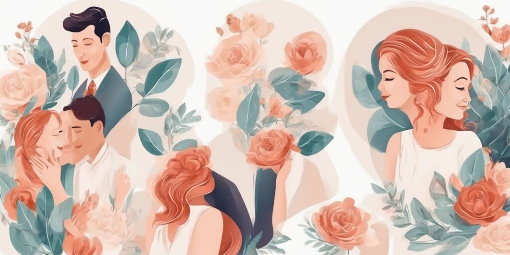 engagement in illustration style with gradients and white background