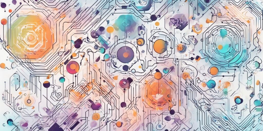 Algorithm in illustration style with gradients and white background