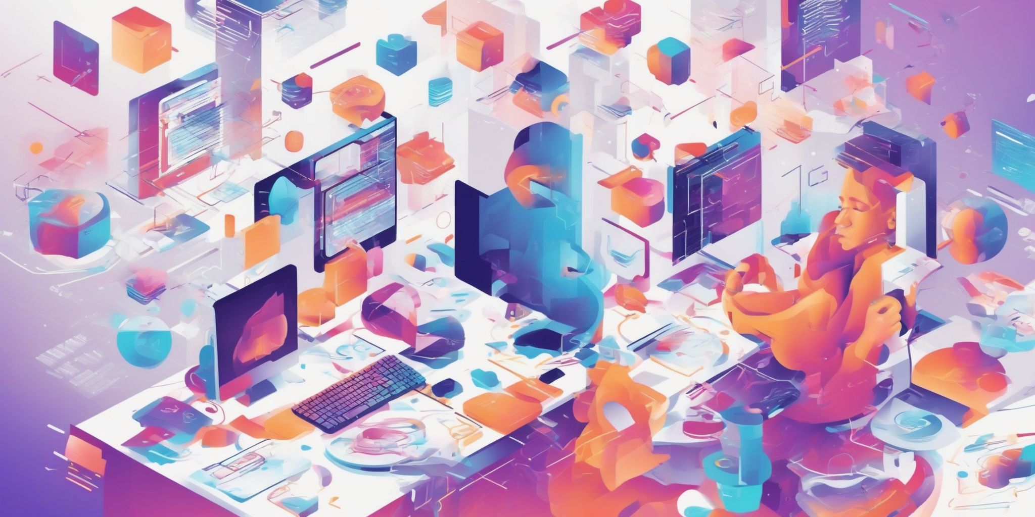 Data overload in illustration style with gradients and white background