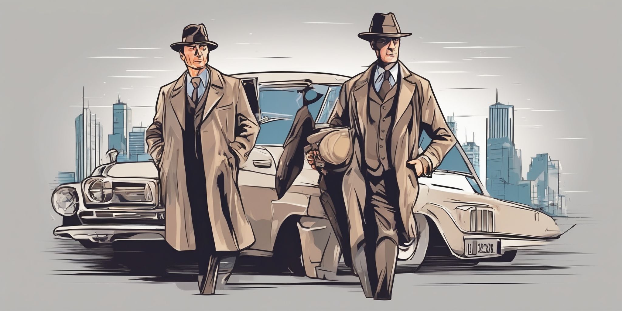 detective in illustration style with gradients and white background