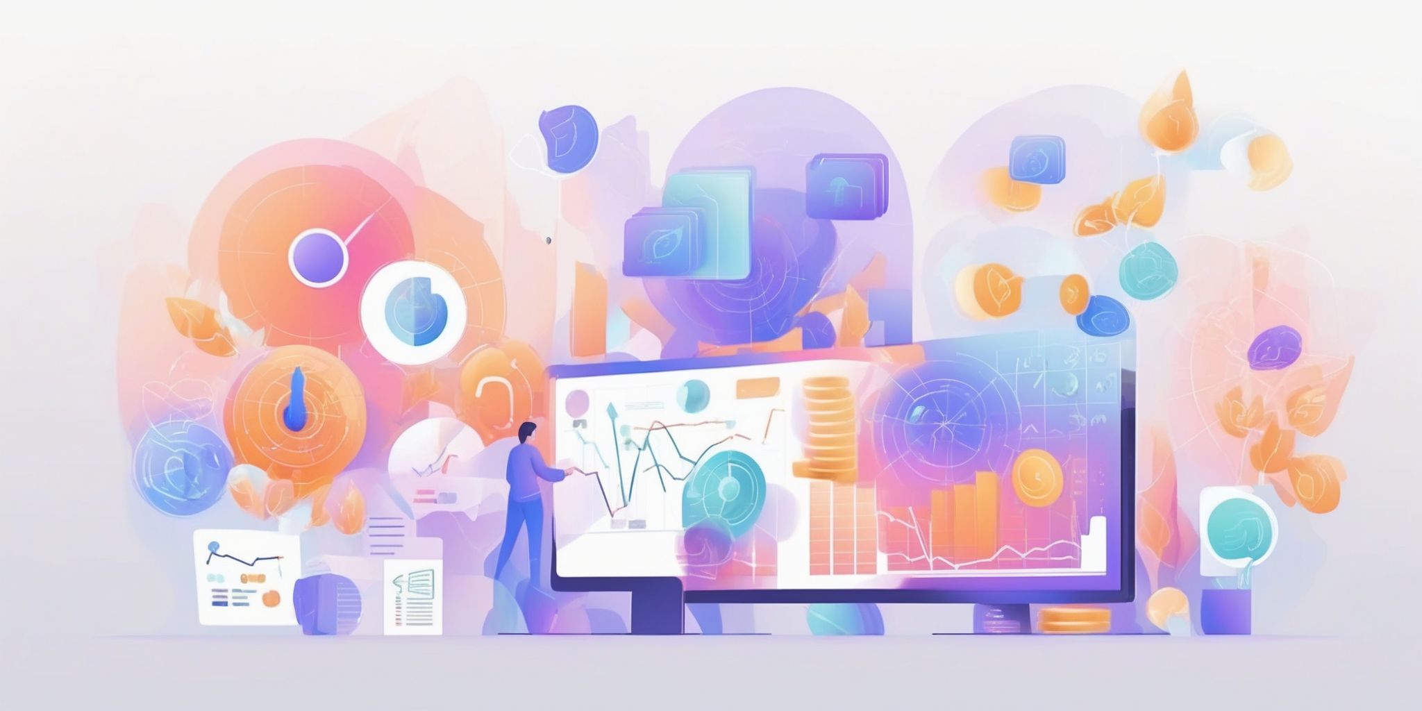 Financial strategy in illustration style with gradients and white background