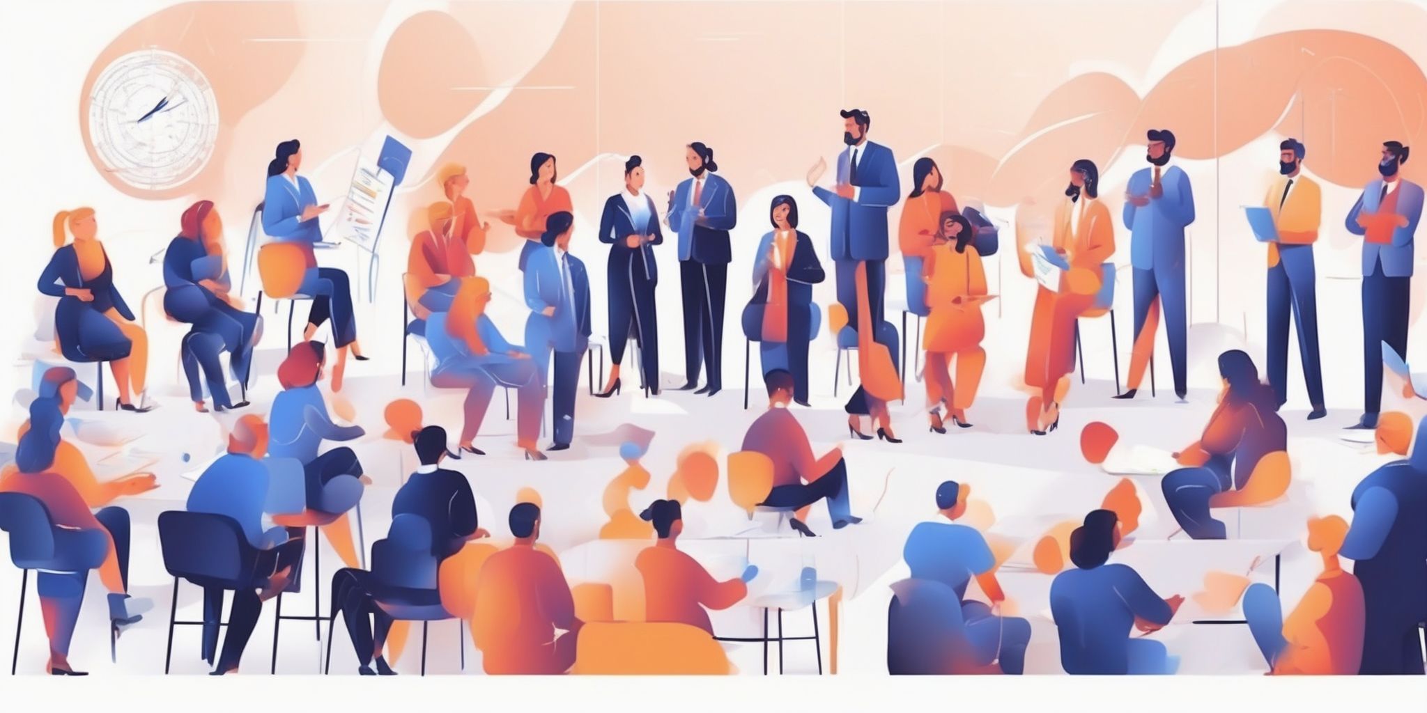 conference in illustration style with gradients and white background