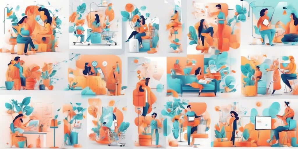 Ads in illustration style with gradients and white background