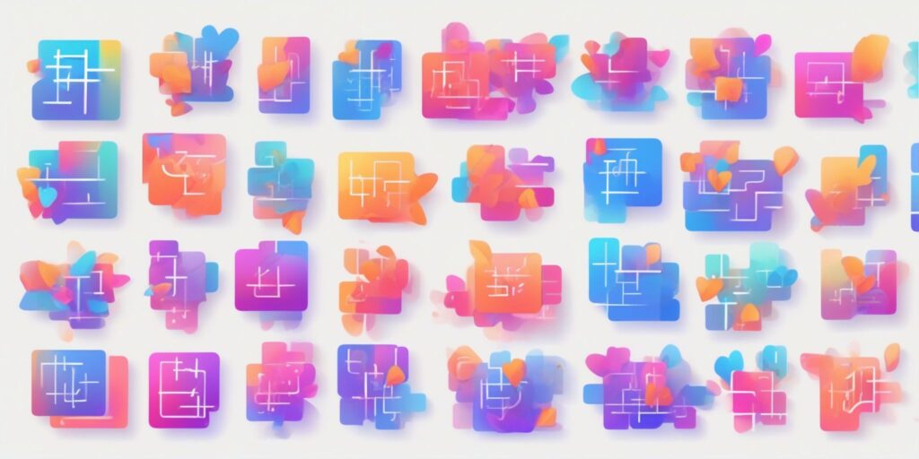 Hashtags in illustration style with gradients and white background