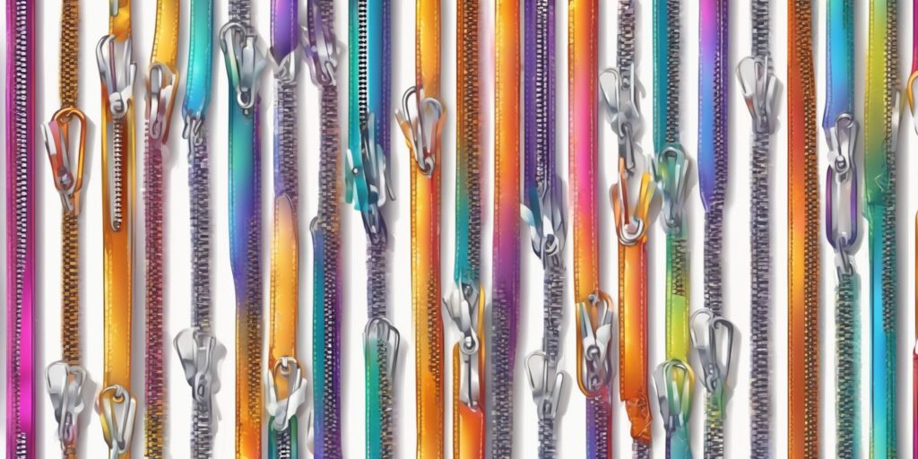 Zipper in illustration style with gradients and white background