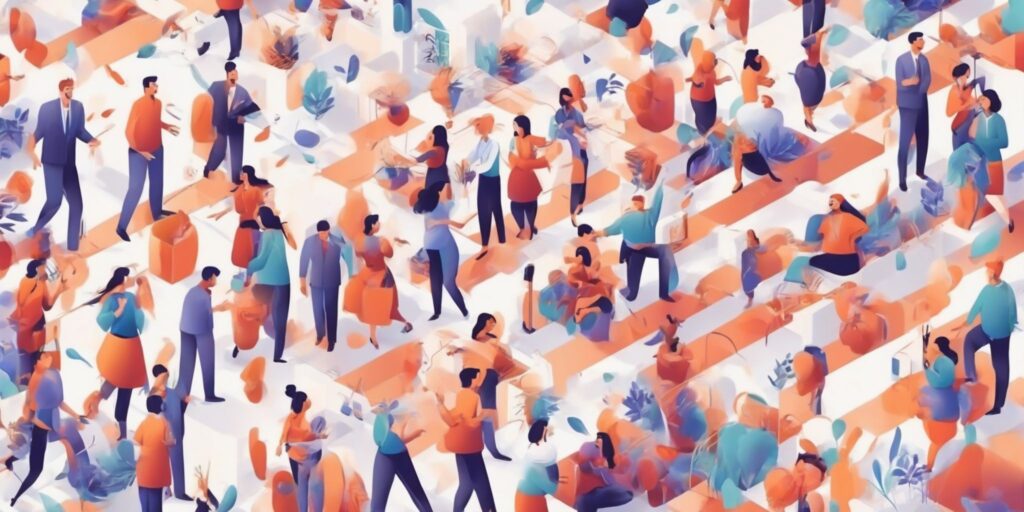 campaign in illustration style with gradients and white background