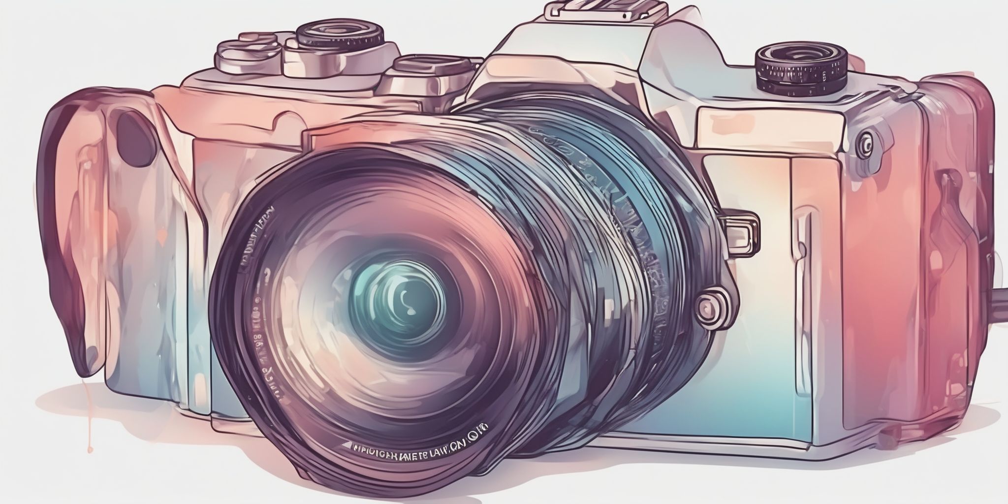 Camera in illustration style with gradients and white background