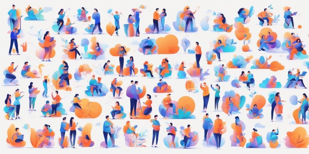 search in illustration style with gradients and white background