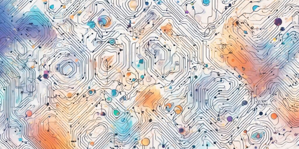 algorithm in illustration style with gradients and white background