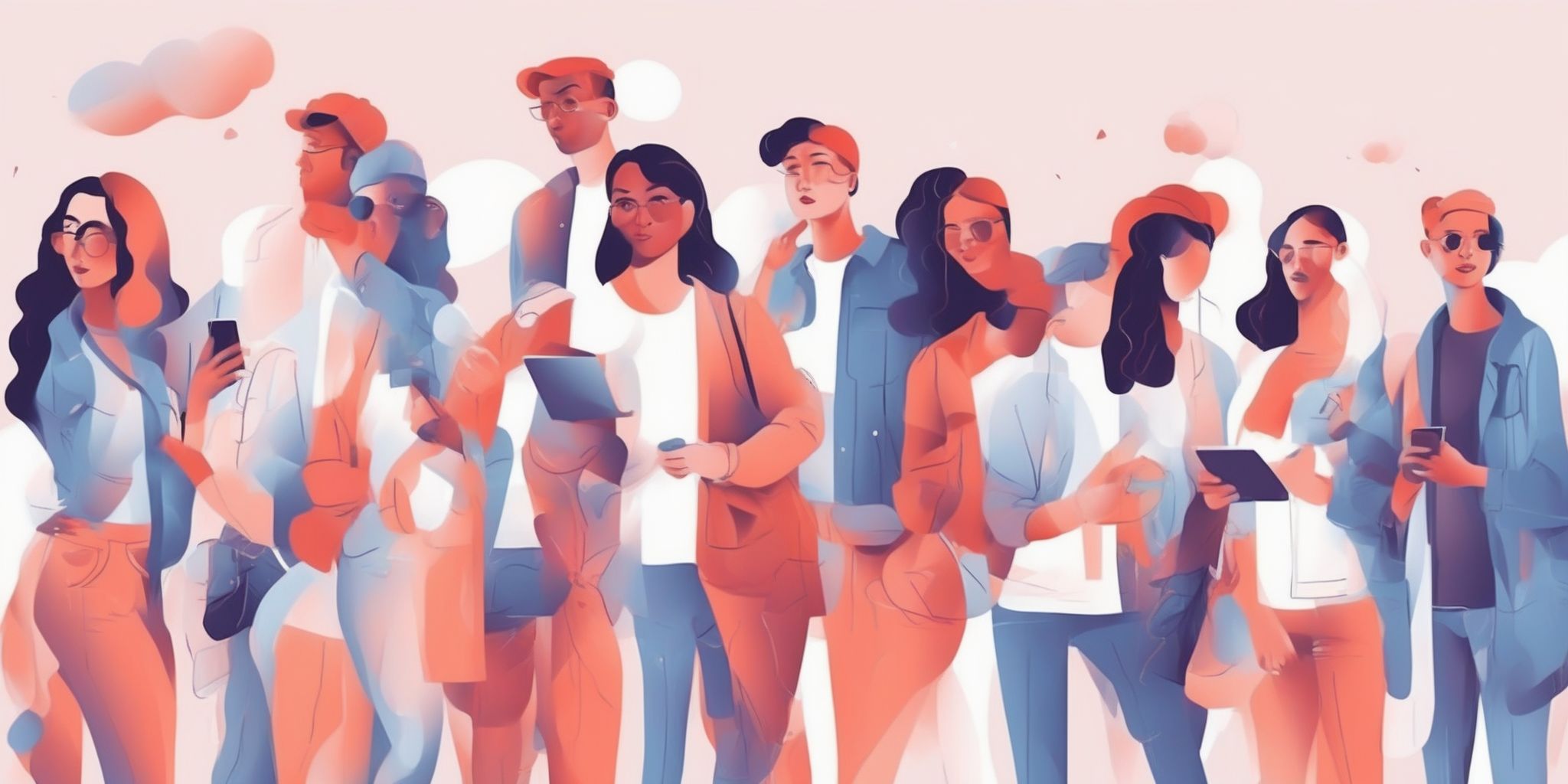 millennials in illustration style with gradients and white background