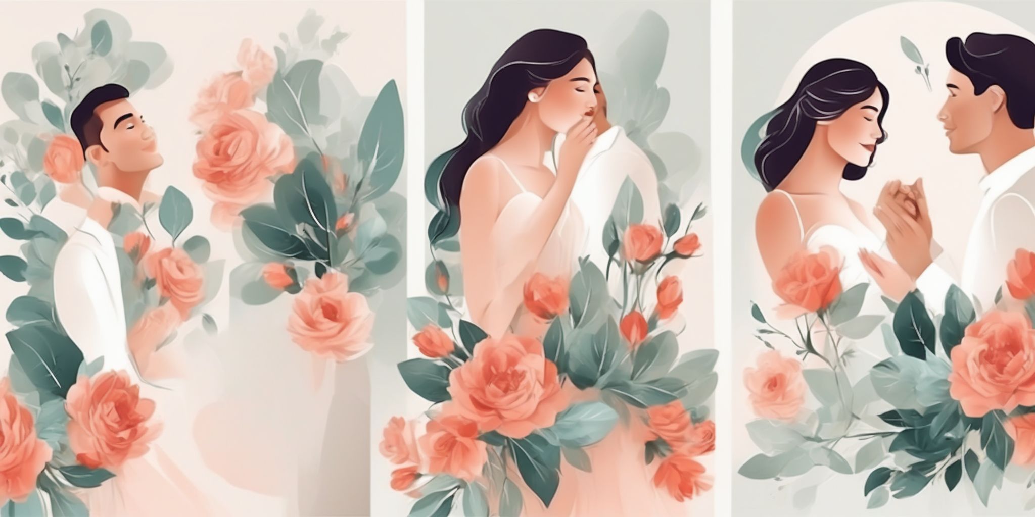 engagement in illustration style with gradients and white background