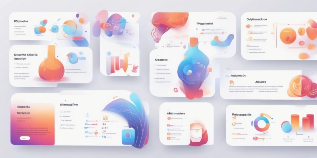 objectives in illustration style with gradients and white background