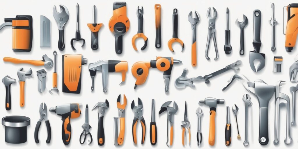 tools in illustration style with gradients and white background