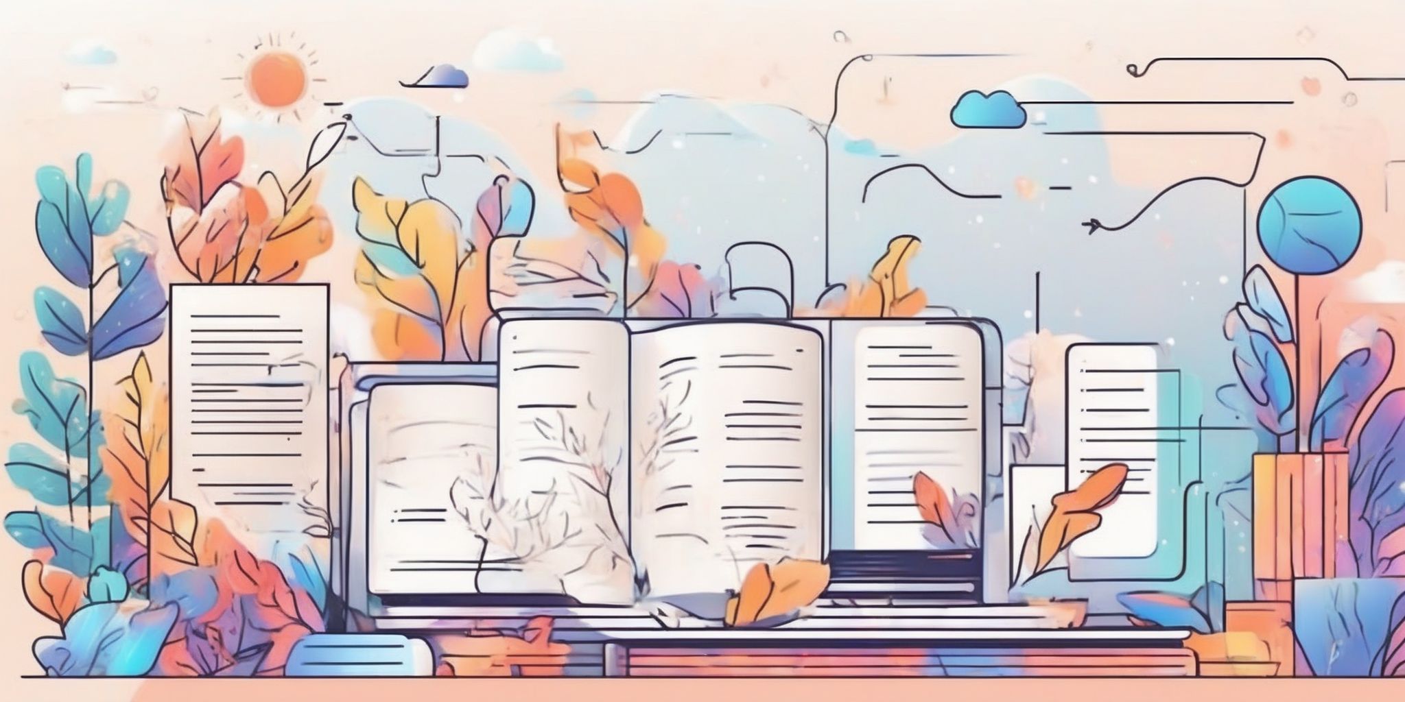 online journal in illustration style with gradients and white background