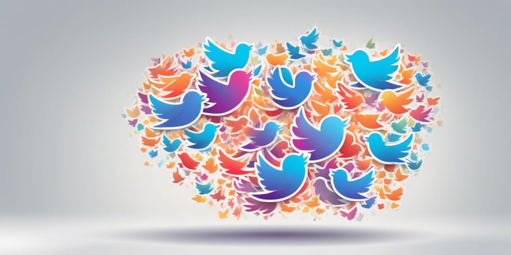 Twitter: Hashtag in illustration style with gradients and white background
