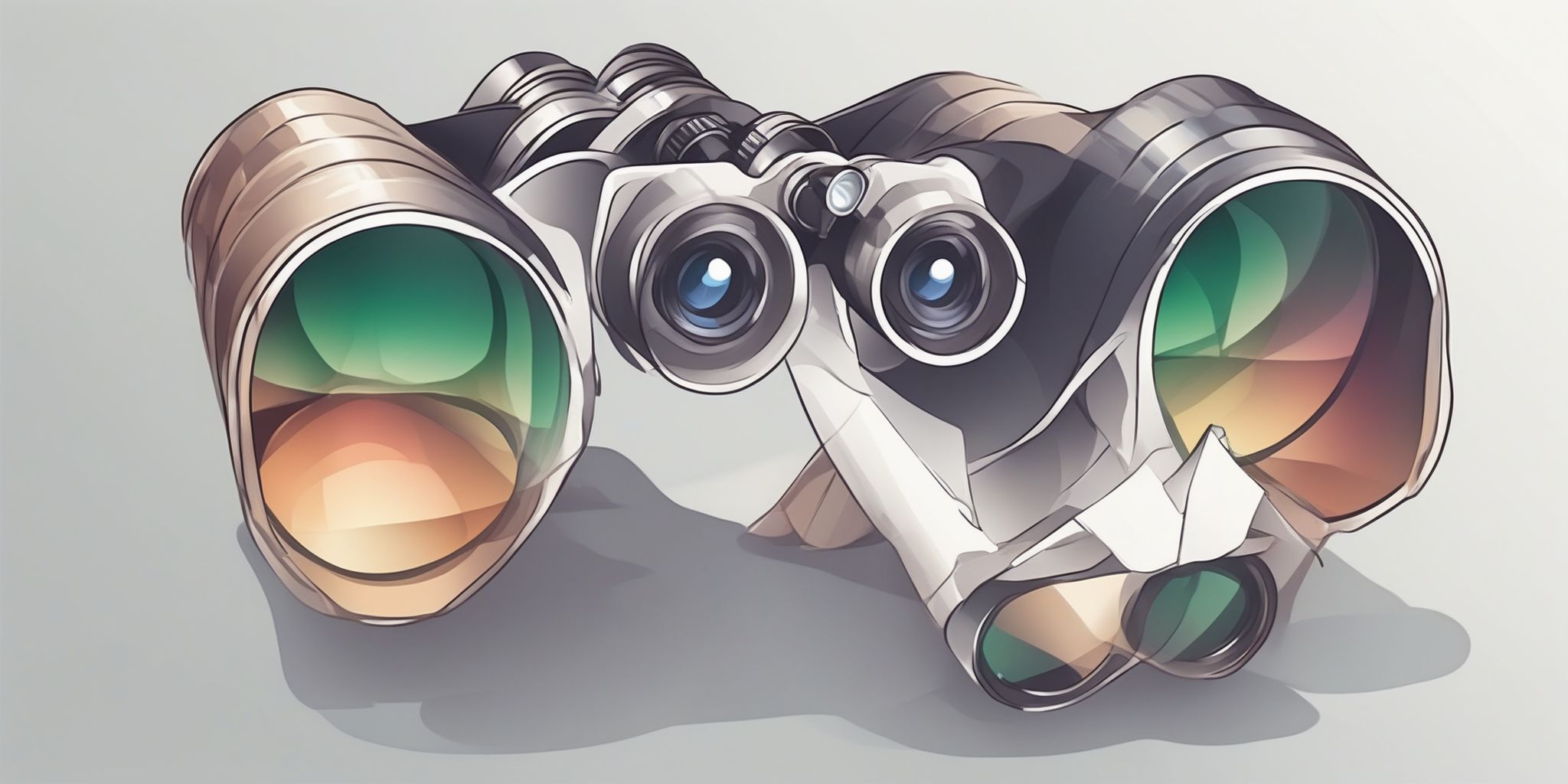 Binoculars for spotting in illustration style with gradients and white background