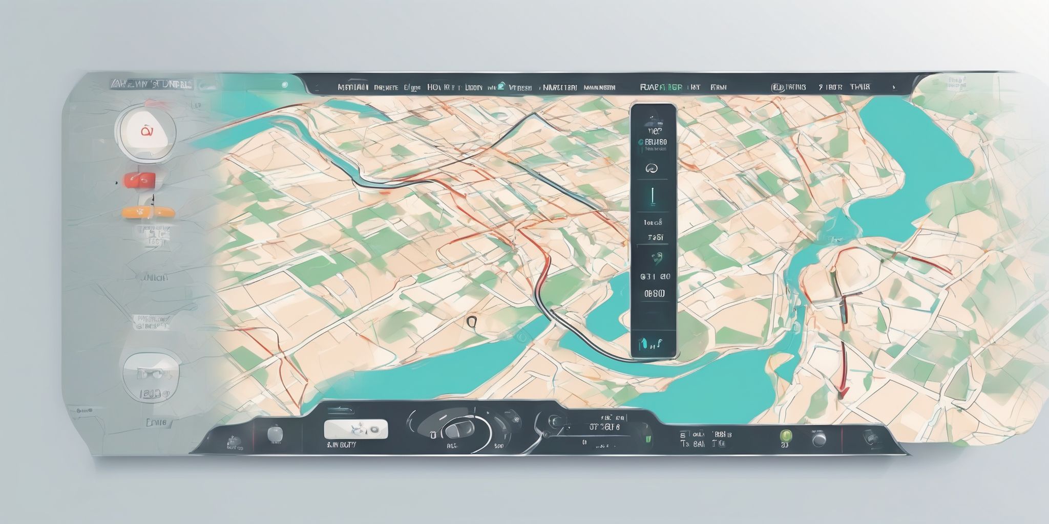 Navigation system in illustration style with gradients and white background