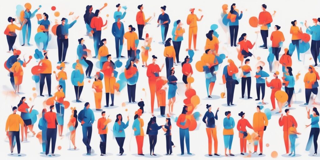 Target audience in illustration style with gradients and white background