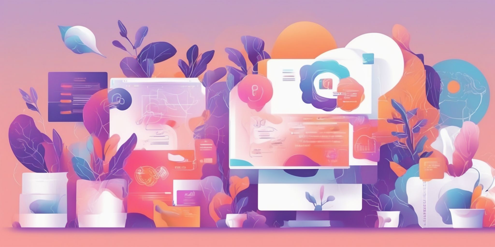Online branding secrets in illustration style with gradients and white background