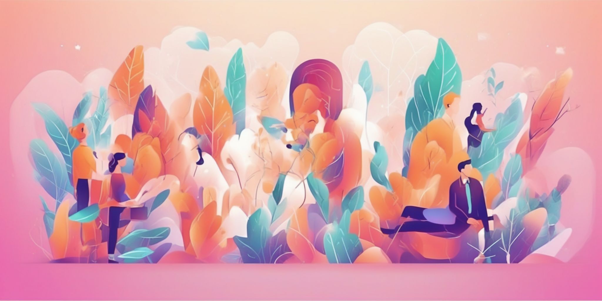 Success stories in illustration style with gradients and white background