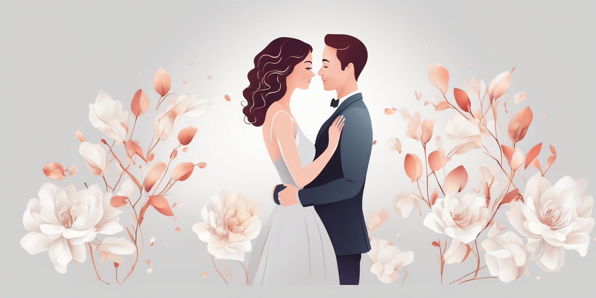 Engagement in illustration style with gradients and white background