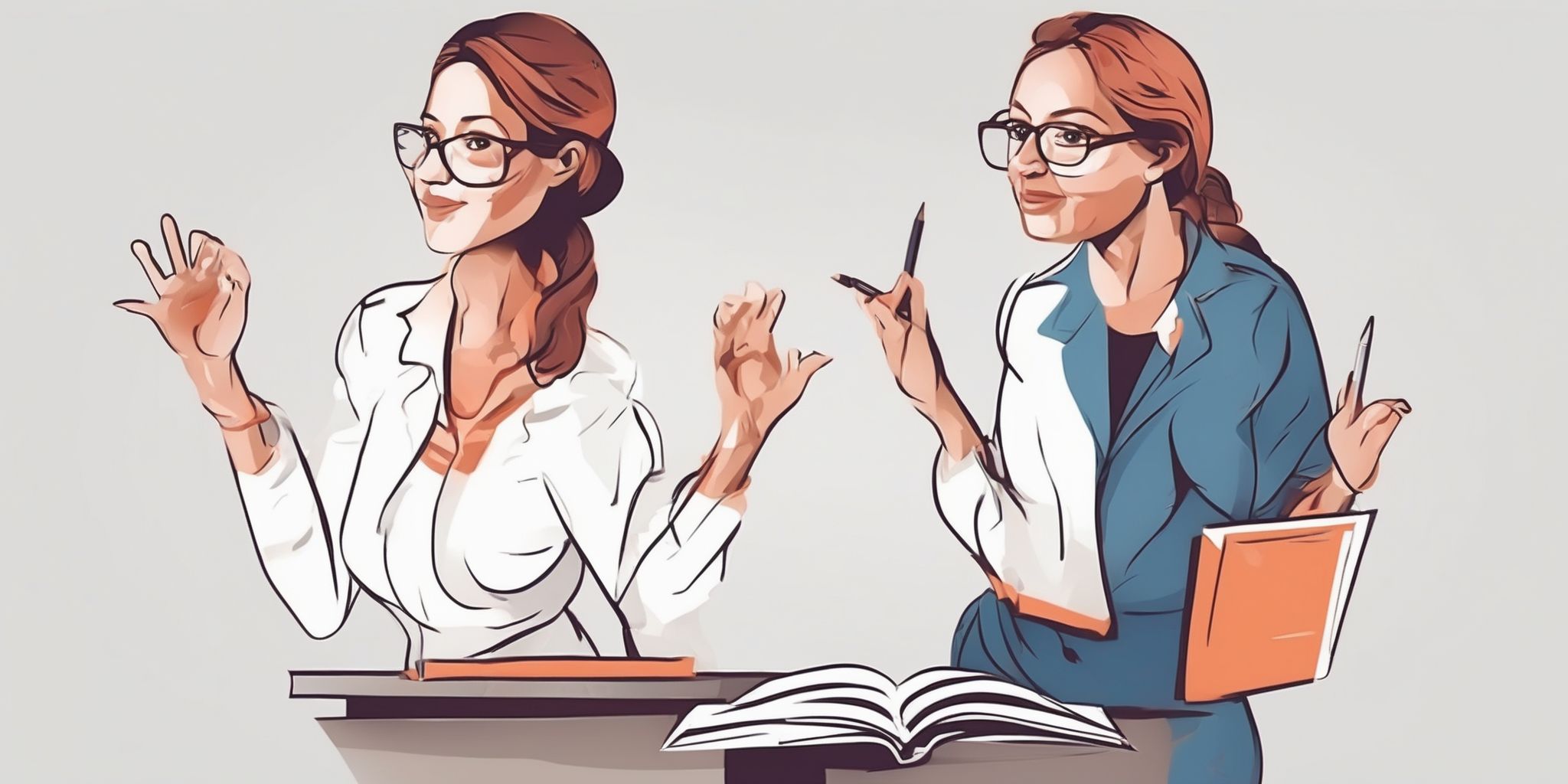 Teacher in illustration style with gradients and white background