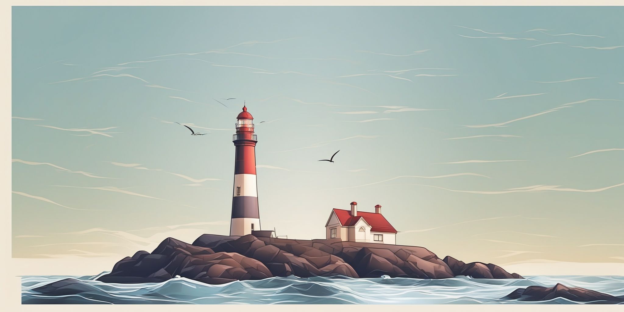 lighthouse in illustration style with gradients and white background