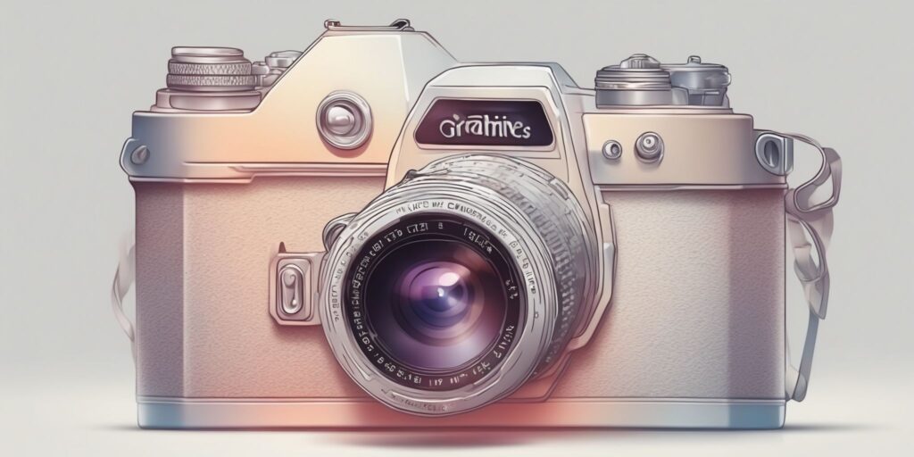 camera in illustration style with gradients and white background