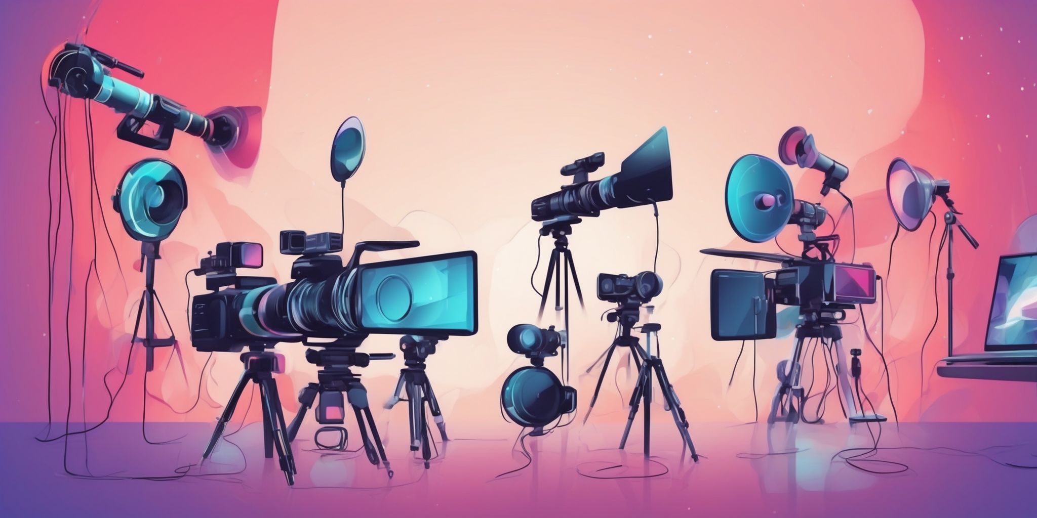 Live broadcast in illustration style with gradients and white background