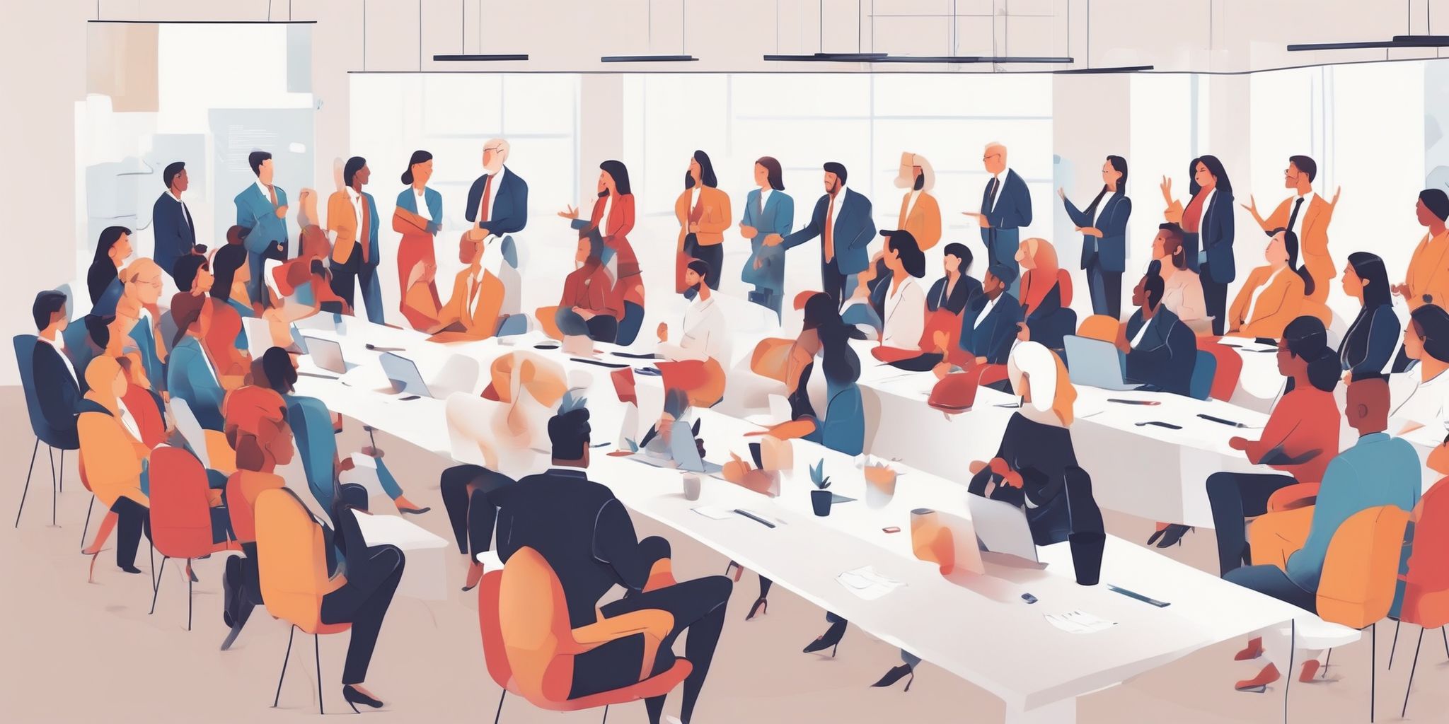 conference in illustration style with gradients and white background