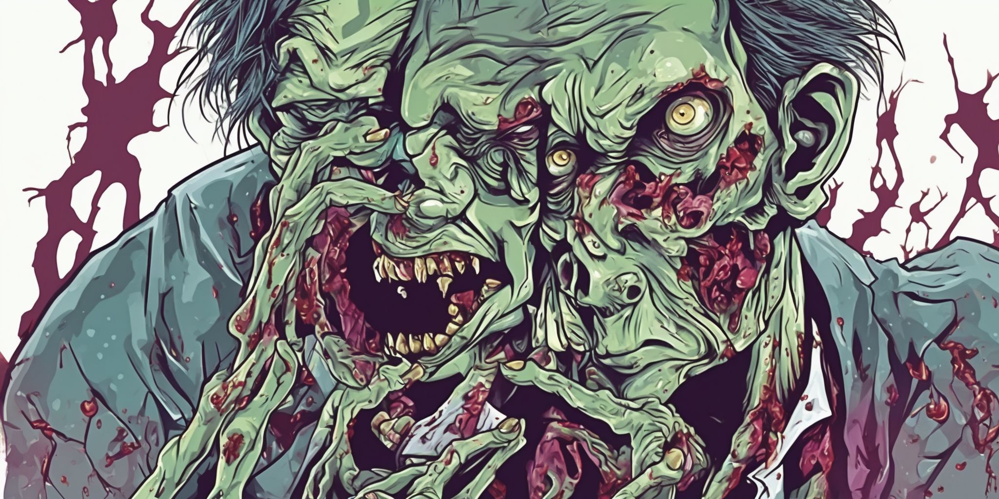 Zombie in illustration style with gradients and white background