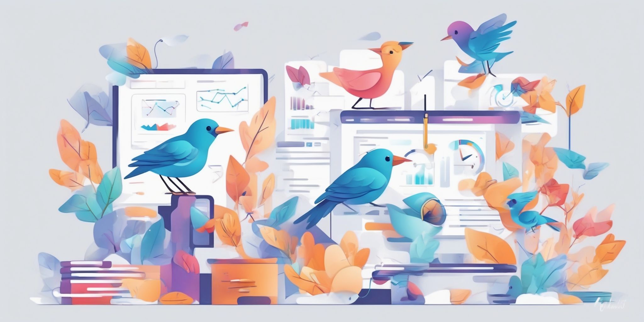 Tweet audit in illustration style with gradients and white background