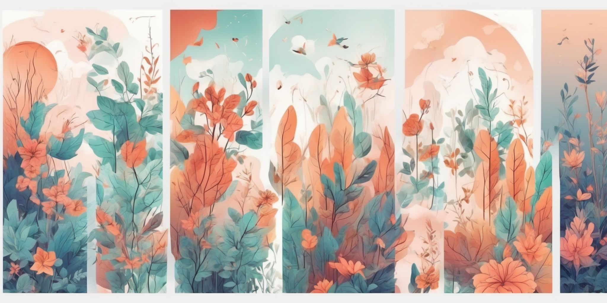 Stories in illustration style with gradients and white background