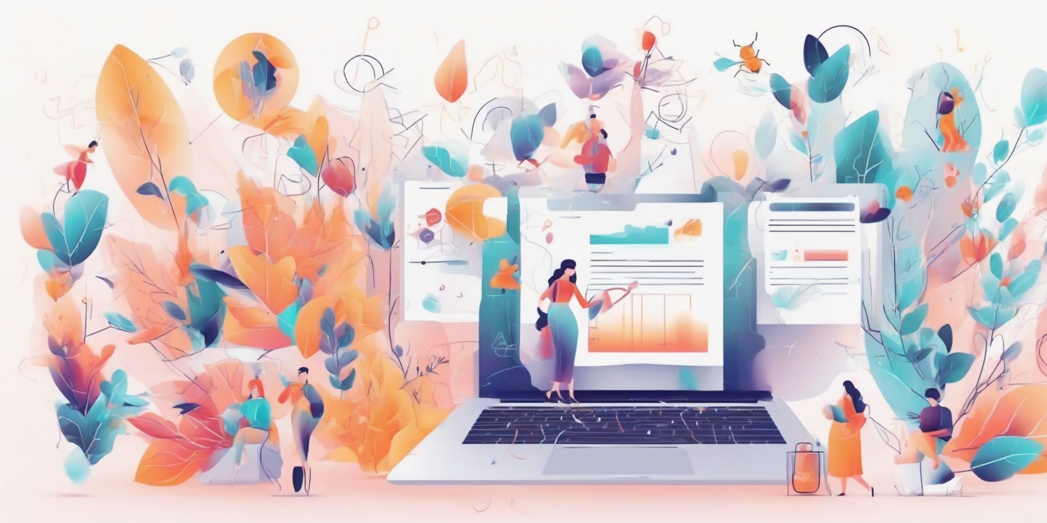 Buzzworthy content in illustration style with gradients and white background